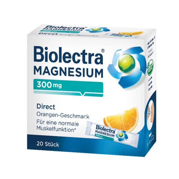 Biolectra Magneziu 300 mg Direct cu aromă de portocală, 20 plicuri, Hermes
