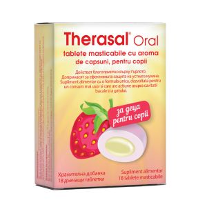 THERASAL ORAL, tablete masticabile pentru copii cu aromă de căpșuni